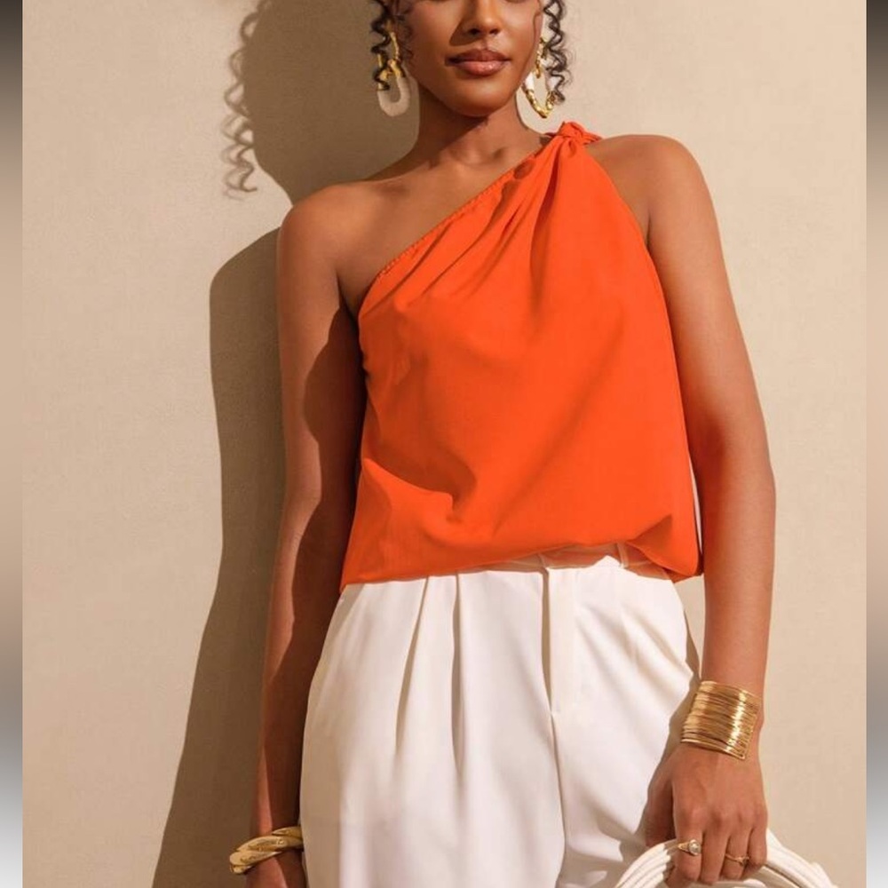 Orange One-Shoulder Top - Picture 5 of 15